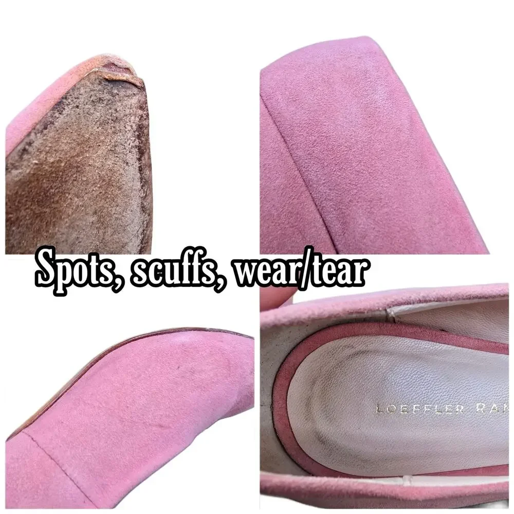 Loeffler Randall Pink Suede Pumps Size 7 Block Heel Leather Sole Pointed Toe